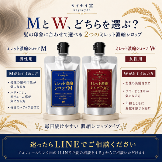 ミレット濃縮シロップM/Wの選び方｜髪の印象に合わせた毎日のヘアケア習慣